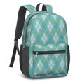 thumbnail image 2 of Green Checkered Pattern 17" School Backpacks for Teens,Waterproof Oxford Fabric,S-Shape Padded Straps for School,Travel,Hiking,Camping, 2 of 6