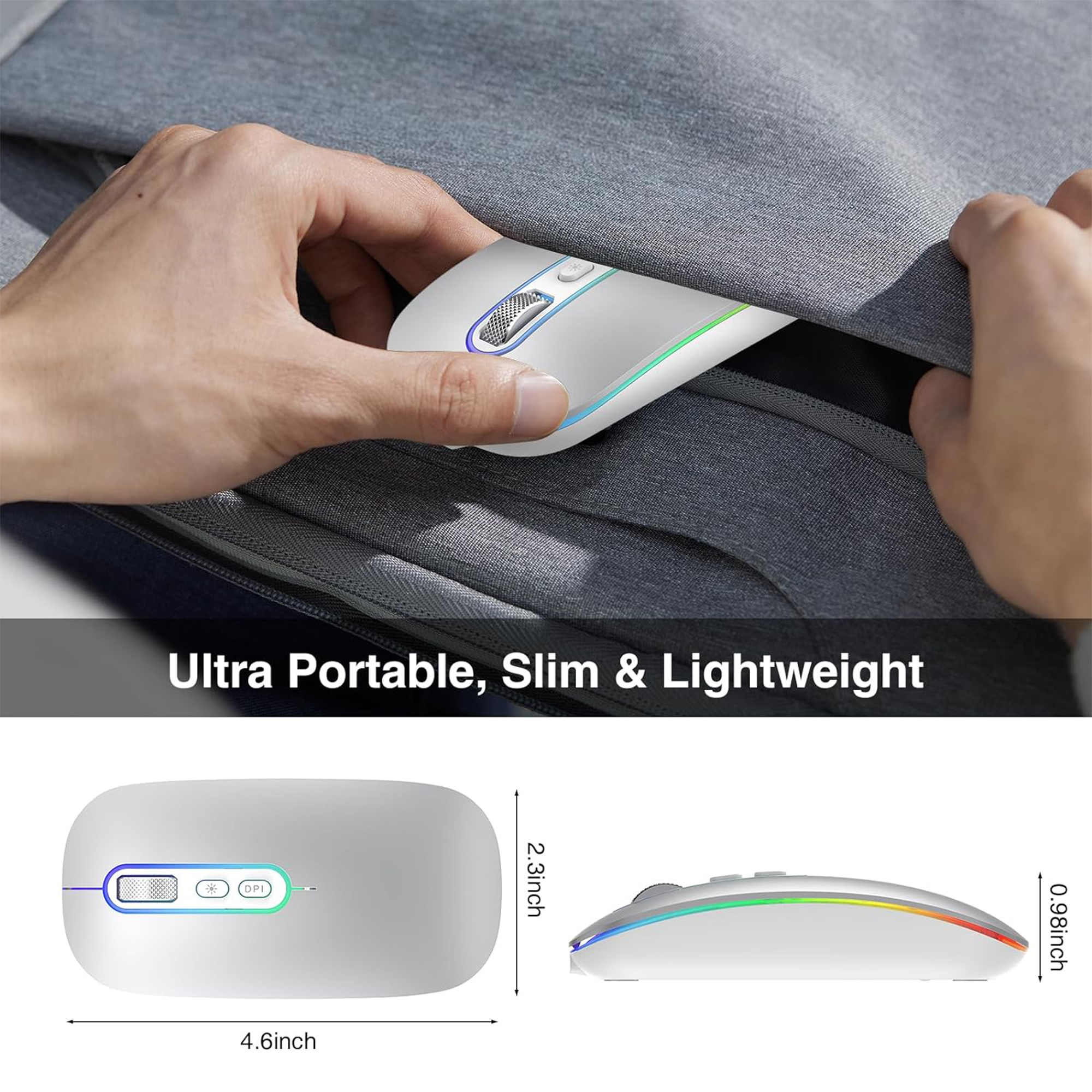 Cimetech Rechargeable Wireless Mouse, Silent Portable, Silver photo 4
