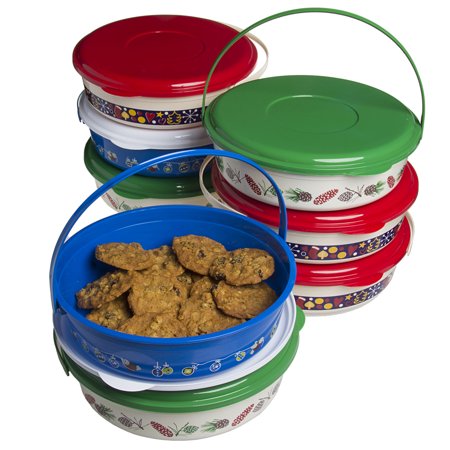 Tins tinplate bombita caja embossing ango 8 Pack Holiday Treat Carriers With Lids Handles Christmas Food Storage