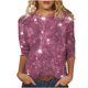 thumbnail image 4 of Heisall Womens Tops 3/4 Sleeve Round Neck Loose Casual Tshirts Striped Print Pullover, 4 of 6