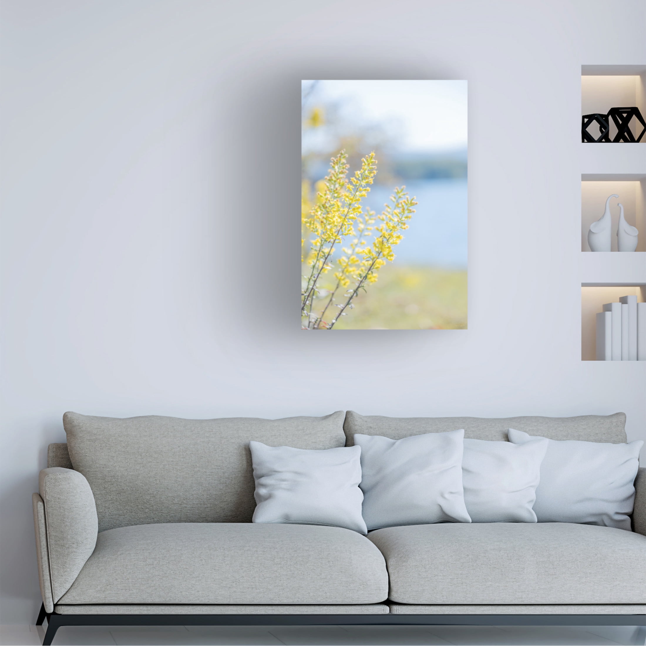 Canvas Wall Art - Life BeautifuLEE 'Tiny Yellow Boquets 1' Wall Art for Living Room, Bedroom, or Office Décor by Trademark Fine Art - 30 x 47 Inches