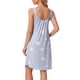 thumbnail image 3 of INSPIRAR CHIC Camisón de Mujer Sin Mangas Ropa de Dormir Impresa Camisetas de Cuello Redondo Vestidos de Dormir con Tirantes Anchos y Bolsillos S Gris Estrellas, 3 of 6
