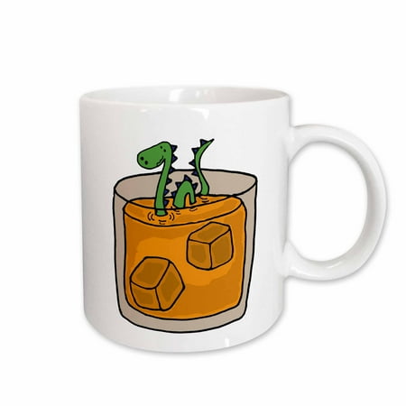 

3dRose Funny Loch ness Monster in Scotch Whiskey Glass Ceramic Mug 11-ounce