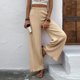 thumbnail image 1 of Pantalones Pantalones básicos para mujer, pantalones largos holgados de verano, traje diario de Color sólido arrugado Ygjytge Caqui T 3EG para Mujer, 1 of 6