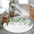 thumbnail image 3 of Round Area Rug 4 Ft, Green Leaves Washable Non-Slip Circle Carpet for Living Room/Bedroom, Summer Botanical Low-Profile Crawling Mats Collection Rugs for Indoor, 3 of 8