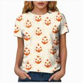 thumbnail image 5 of NOLDARES Halloween Shirts for Women Funny Halloween Ghost Tshirts Fall Spooky Pumpkin Gift Top(Light Yellow,M), 5 of 9