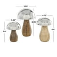 thumbnail image 3 of 9", 7", 6"H Silver Stainless Steel Metal Handmade Hammered Mushroom Sculpture with Brown Wood Bases, by DecMode (3 Count), 3 of 12