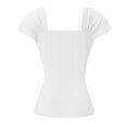 thumbnail image 5 of LOVZFMLL Women's Tops Eyelet Cap Sleeve Tees Going Out Relaxed Fit Shirts Summer Pleated Basic Dressy Casual Blouses White L, 5 of 6
