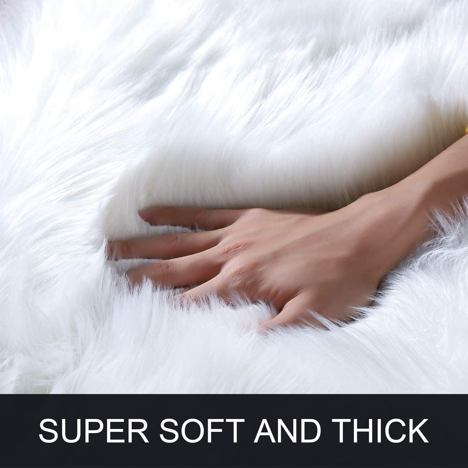 Lochas Soft Fluffy Rugs Faux Sheepskin Area Rug for Bedroom Living Room Bedside Carpet Nursery Washable Floor Mat,3'x5',White