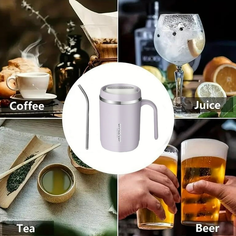 Uutvmp Coffee Mug with Handle, 500ml Insulated Stainless Steel Coffee  Travel Cup, Vacuum Reusable Coffee Cup with Lid, Keeping Warm & Cold -  Walmart.com