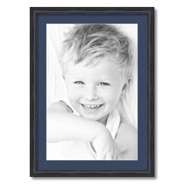 ArtToFrames 20x28" Matted Picture Frame with 16x24" Single Mat Photo Opening Framed in 1.25" Black Stain on Solid Red Oak and 2" Midnight Blue Mat (FWM-4083-20x28)