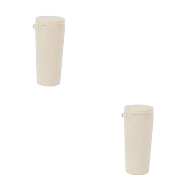 Injueey Botella deportiva de fibra de trigo con tapa, hervidor de leche, vaso para el hogar y el coche, taza para beber, viaje, Camping, Beige 2piezas