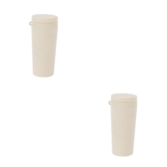 Injueey Botella deportiva de fibra de trigo con tapa, hervidor de leche, vaso para el hogar y el coche, taza para beber, viaje, Camping, Beige 2piezas