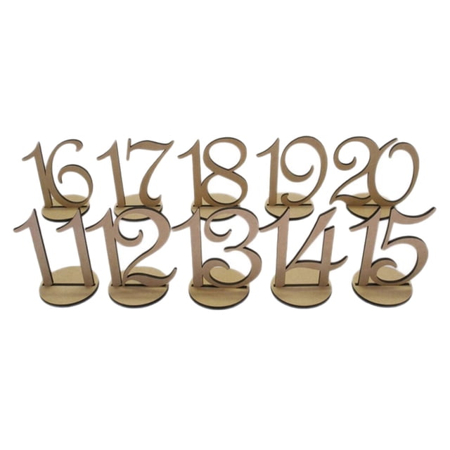 10 Pcs Numéros de Table de Mariage 11-20 Numéros en Bois Panneaux de Numéros de Table pour Fête