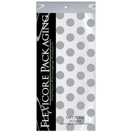 - Silver & White Polka Dots Tissue Paper 20