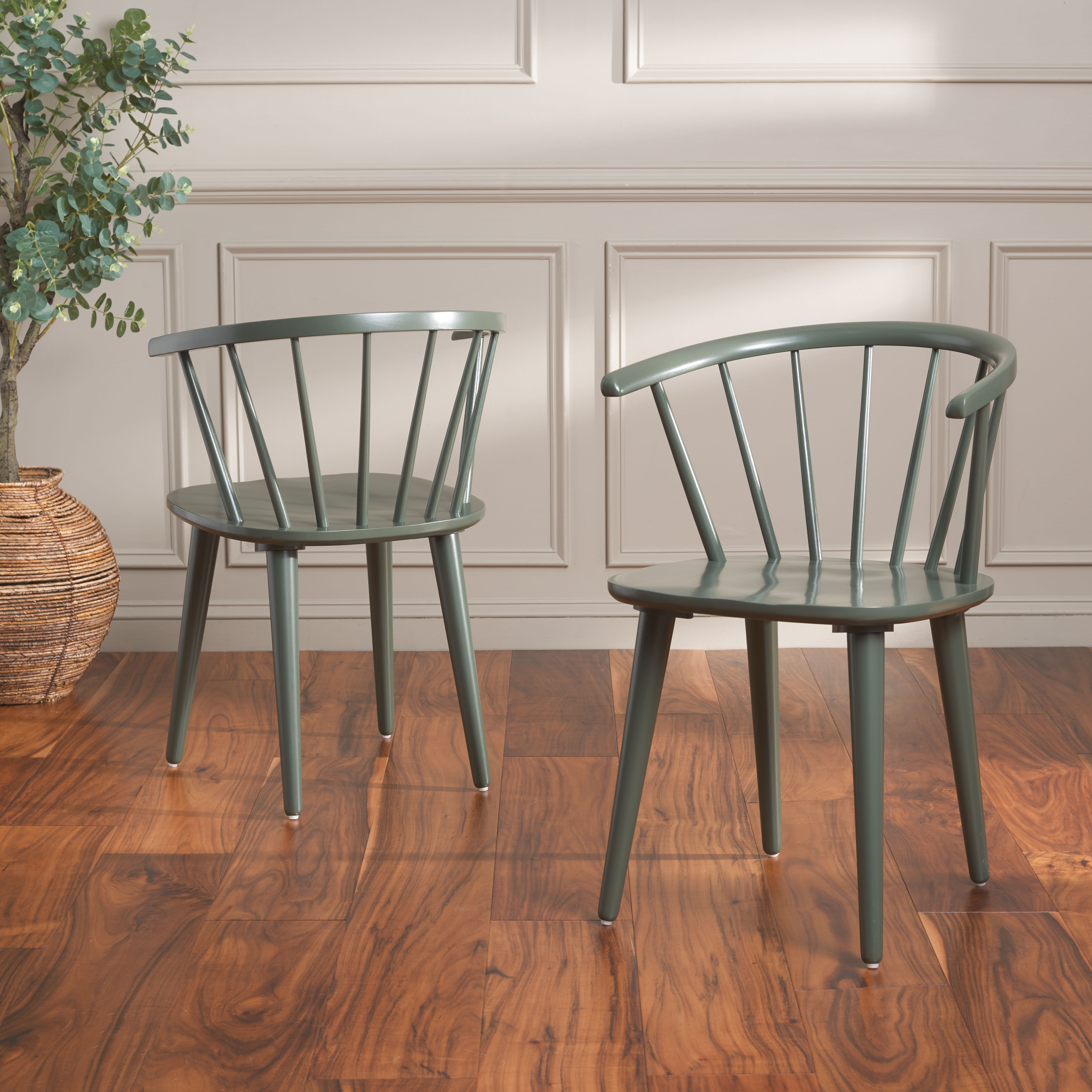 Safavieh Blanchard Scandinavian Wood Dining Side Chairs, Dusty Green (Set of 2)
