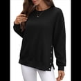thumbnail image 3 of Sudadera Informal de Cuello Redondo para Mujer, Holgada, Suave y de Larga. Negro L, 3 of 10