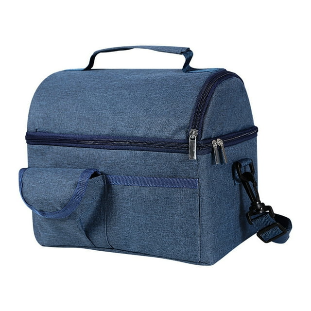 QualitChoice Insulated Lunch Bag Adult With Detachable Shoulder Strap Included Rational dark blue
