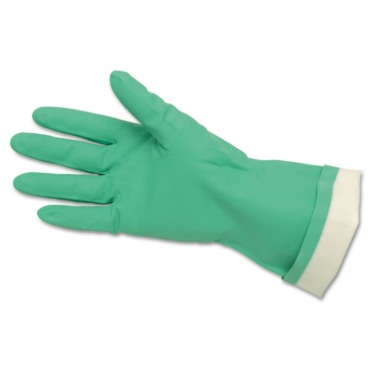 Flock-Lined Nitrile Gloves, One Size, Green, 12 Pairs Flock-Lined Nitrile Gloves, One Size, Green, 12 Pairs