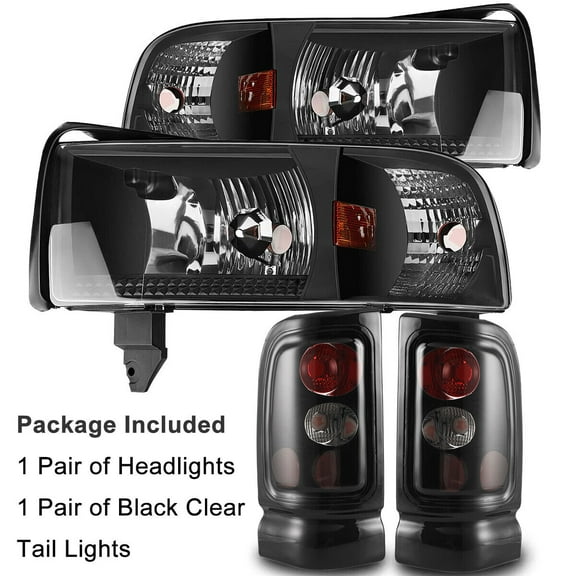 For 1994-2002 for Dodge Ram 1500 2500 3500 Black Headlights Corner & Smoke Tail Lights