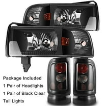 For 1994-2002 for Dodge Ram 1500 2500 3500 Black Headlights Corner & Smoke Tail Lights