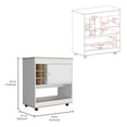 thumbnail image 3 of Camelia Bar Cart,Lower Panel,Six Bottle Cubbies,One Cabinet-Light Oak,White,Multicolor Particle Board Furniture Dining Kitchen Islands Carts, 3 of 7