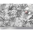 thumbnail image 2 of Soimoi White Cotton Voile Fabric Leopard & Tiger Animal Skin Printed Fabric 1 Yard 42 Inch Wide, 2 of 3