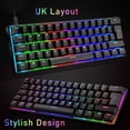 thumbnail image 4 of MAGIC-REFINER UK Layout 60% True Mechanical Gaming Keyboard Type C Wired 62 Keys RGB LED Backlit USB Waterproof Keyboard Full Anti-ghosting Keys for Computer/PC/Laptop/MAC (Black/Blue Switch), 4 of 5