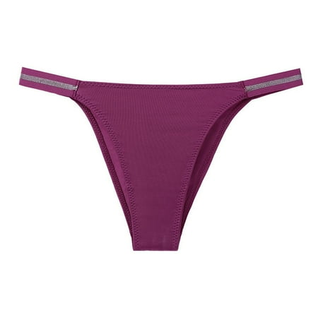 

S-XL Summer Female Cotton for Women Sexy Briefs Thong String Bikini Underwear Seamless Panties PURPLE-M