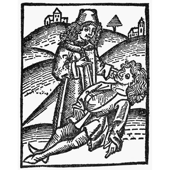 Bezoar Stone, 1491. /Napplication Of A Bezoar Stone To A Victim Of Poisoning. Woodcut From 'Hortus Sanitatis,' Mainz, Germany, 1491. Poster Print by  (18 x 24)