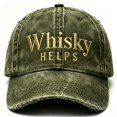 thumbnail image 2 of Washable Whiskey Embroidered Adjustable Baseball Cap Adult Outdoor Camping Hat, 2 of 4