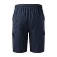 thumbnail image 3 of Men's Camouflage Cargo Shorts Elastic Waist Drawstring Shorts Relaxed Fit Outdoor Hiking Camo Stretch Big & Tall Camo Cargo Pants Multi Pockets Twill Quick Dry Pants,Blue 2XL, 3 of 4