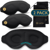 ComfiTime Memory Foam Sleep Mask - 2Pack 100% Blackout 3D Eye Mask for Sleeping, Eye Covers for Men & Women, Contour Blindfold with Nose Baffle for Adult, Soft Travel Eye Blinders Night Mask