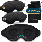 ComfiTime Memory Foam Sleep Mask - 2Pack 100% Blackout 3D Eye Mask for Sleeping, Eye Covers for Men & Women, Contour Blindfold with Nose Baffle for Adult, Soft Travel Eye Blinders Night Mask