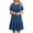 Blue Womens Summer Dress, variant on USSUMA Sundresses for Women Casual Summer - Women's Summer Casual Cold Shoulder Sleeve Mini Dress Loose Ruffle Pleated Flowy Swing Shift Dresses