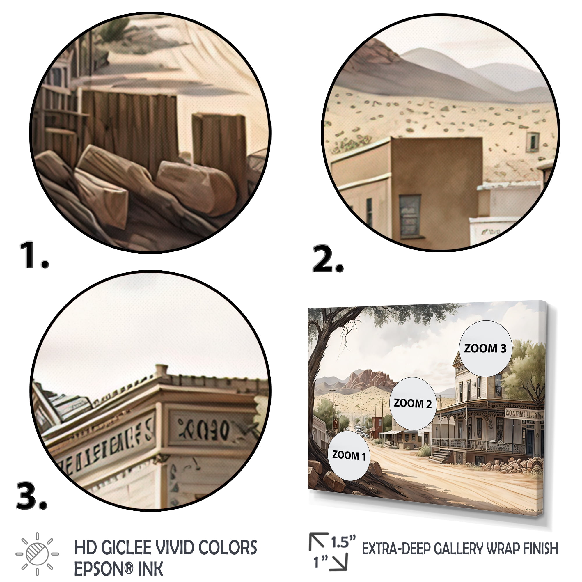 Designart Small Town Wild West V Canvas Wall Art