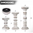 thumbnail image 3 of Candle Holder for Pillar Candle Set of 3, Farmhouse Wood Candle Holder, Rustic Wooden Candle Stand, Vintage Tall Candle Stand Decorative for Living Room, Table Centerpiece (Antique White), 3 of 12