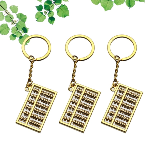 unbranded 3pcs Keyholder Abacus Key Chain Zinc Alloy Golden for Daily Use