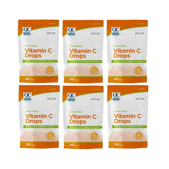 Quality Choice Vitamin C Drops, Citrus Flavor, 30 Count - 6 Pack