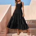 thumbnail image 7 of Tiqkatyck Summer Dress, Women's 2024 Casual Loose Plain Maxi Sundress Smocked Tank Dress Sleeveless Summer Beach Tiered Maxi Dresses , sundresses for Women Black, 7 of 7