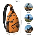 thumbnail image 5 of Sling Backpack,Orange Halloween Bats Sling Bag with Water Bottle Holder,Waterproof Sling Bag for Men/Women with Headphone Jack for Hiking,Travel, 5 of 6