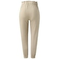 thumbnail image 6 of Lisingtool Pants White Linen Pants For Women Tightness Trousers Pocket Casual Plus Size High Waist Pants Pants For Women Khaki, 6 of 9