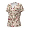 thumbnail image 3 of Wukai Paris Vintage Casual V-Neck Graphic Tees for Women: Lightweight and Breathable Summer Tops with Stylish Design-Small, 3 of 8