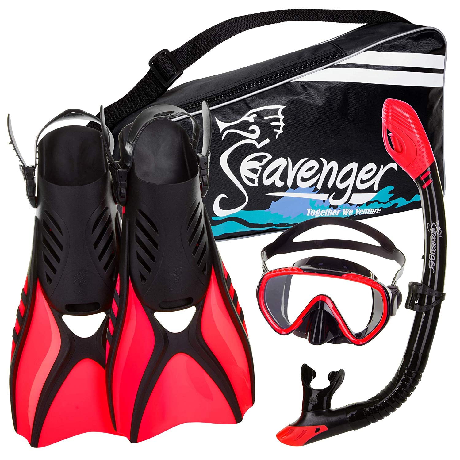 Seavenger Advanced Snorkeling Set with Panoramic Mask, Trek Fins, Dry Top Snorkel & Gear Bag