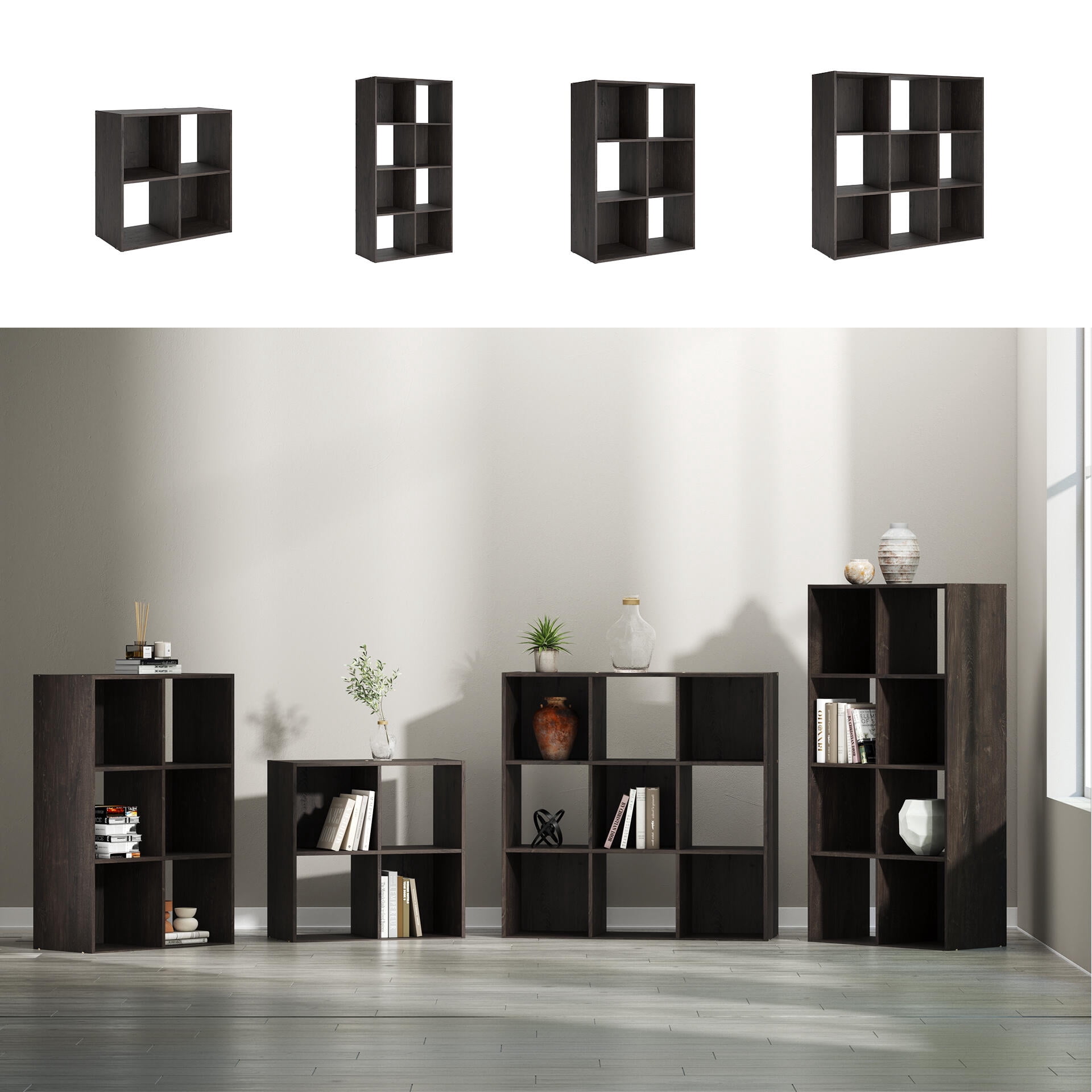 Signature Design by Ashley Piperton 9 Cube Storage Organizer with Charcoal Finish