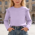 thumbnail image 2 of Girls Long Sleeve Shirts Chiffon Blouses Kids Cute Puff Sleeve Ruffle Neck Casual Tops 5-14 Years, 2 of 5