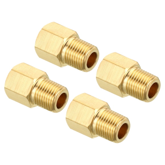 Unique Bargains 1/8 NPT NPT Male x 1/8 NPT NPT Female Brass Pipe Fitting Hex Reducer Adaptor, 4 Pack
