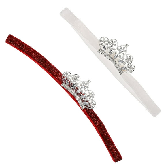 BESTYASH 2pcs Tiara Crown Infant Crown Headband Red Decorative for Christmas Party