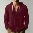 thumbnail image 2 of RXMEKW Solid Color Hooded Cardigan for Men with Button Front and Long Sleeves, 2 of 9