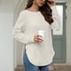 thumbnail image 3 of Mujeres suéter de punto manga larga split hem crewneck dobladillo curvado suelta otoño superior para invierno otoño, 3 of 5